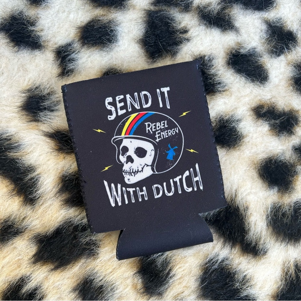 Dutch Bros Cozy Can Koozie Black Skull Design Can Cooler Merch Drop June 2025